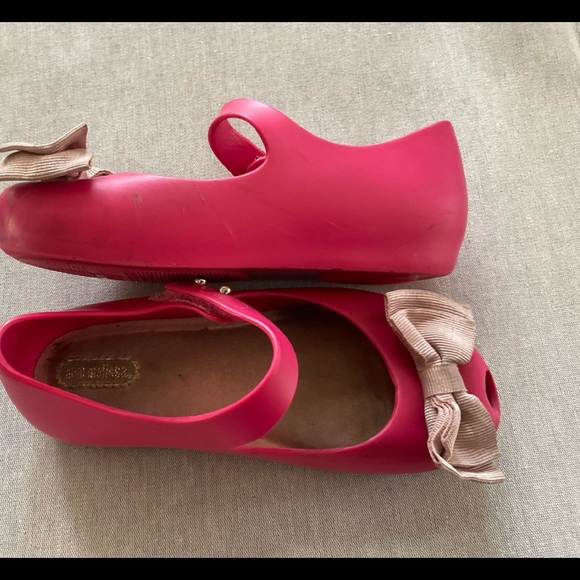 GUC Mini Melissa Pink Mary Jane Shoes with Pink Fabric Bows! - Picture 10 of 11